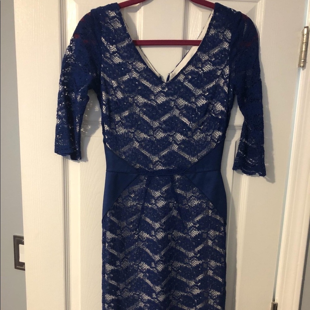 Antonio Melani Blue & White Lace Dress, Size 0